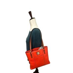 Dooney & Bourke Pebble Grain Leather Small Lexington Handbag Red Orange